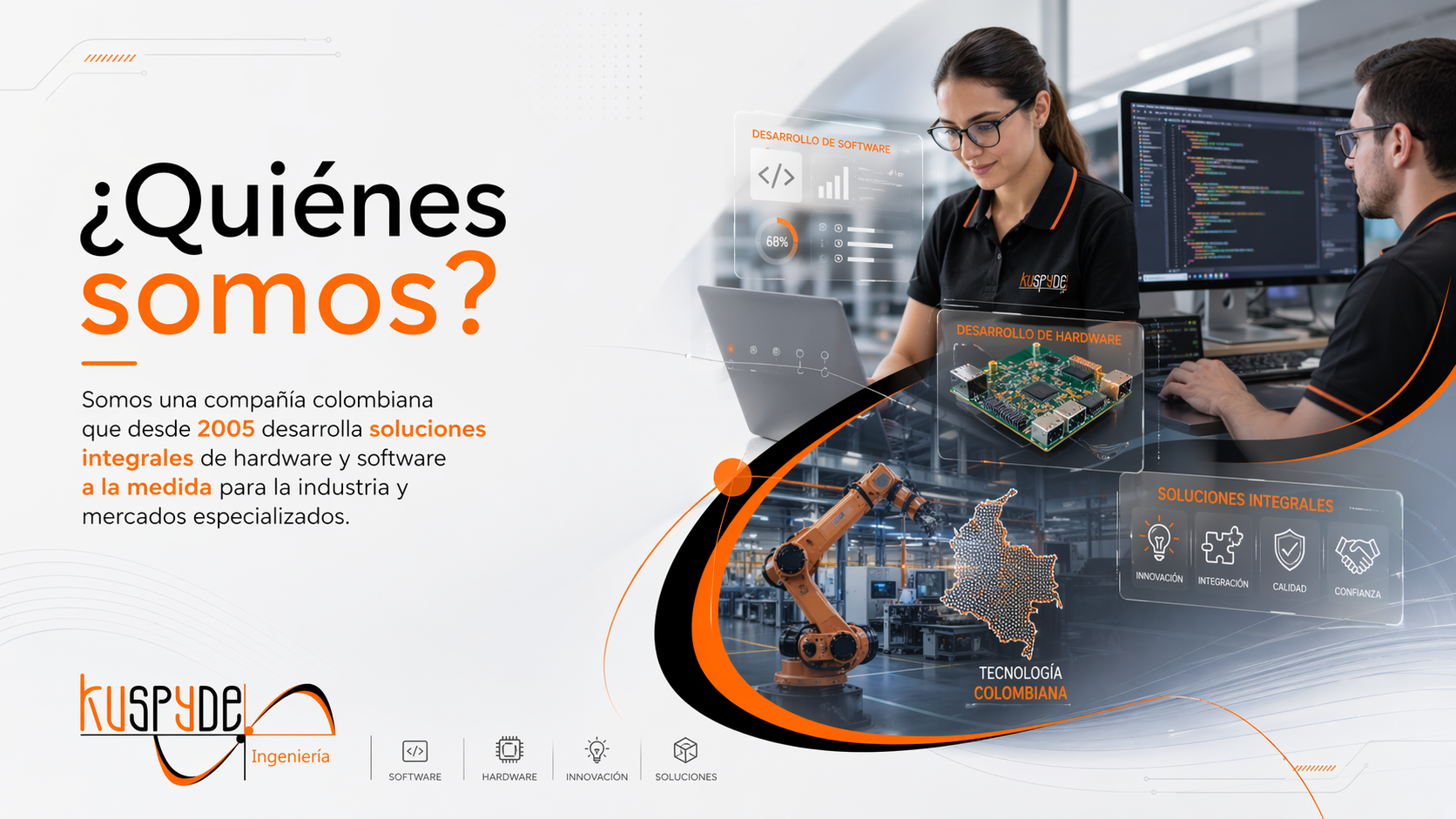 Equipo de Kuspyde Ingenieria desarrollando software y hardware